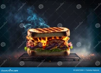 tasty-panini-sandwich-smoke-fire-background-265272041.webp